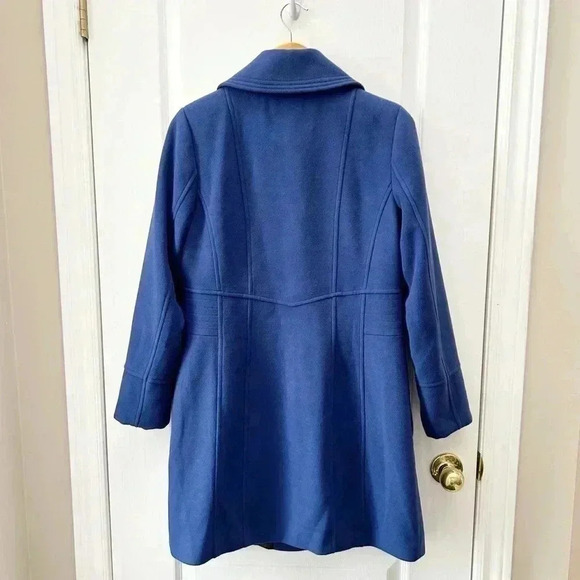 Vintage Jessica Pea  Coat Single Breasted Tailored Deep Blue Size 8 - Picture 3 of 13